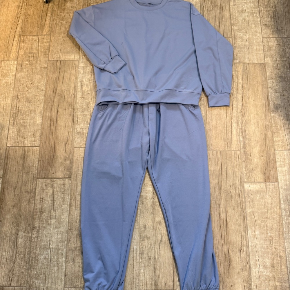 Womens Muji Periwinkle Blue 2 Piece Sweatshirt and Joggers Loungewear Set XL